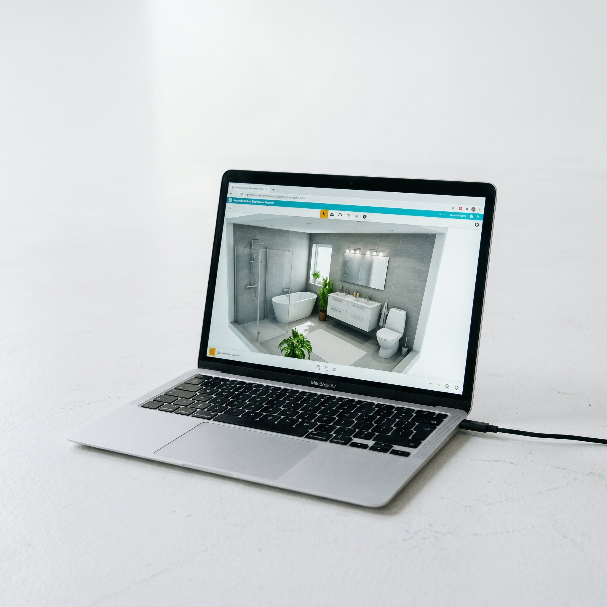 Online room planner on laptop